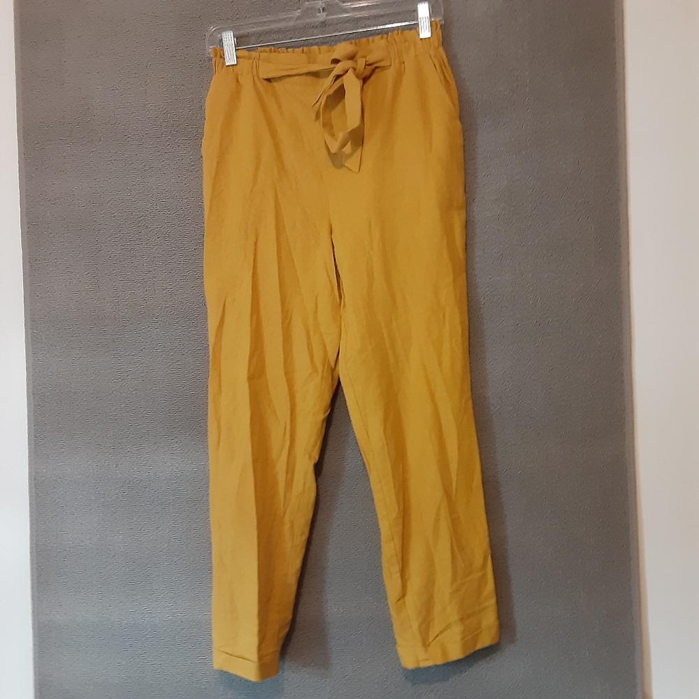 band of gypsies Pants Womens Small Mustard Yellow Linen ml 1808